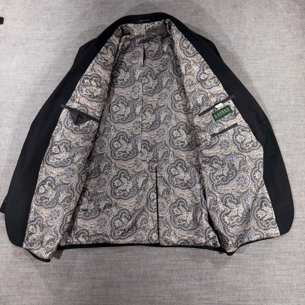 Lauren Ralph Lauren Blazer Mens 42R Gray Excellent Paisley‎ Lining Sport Coat